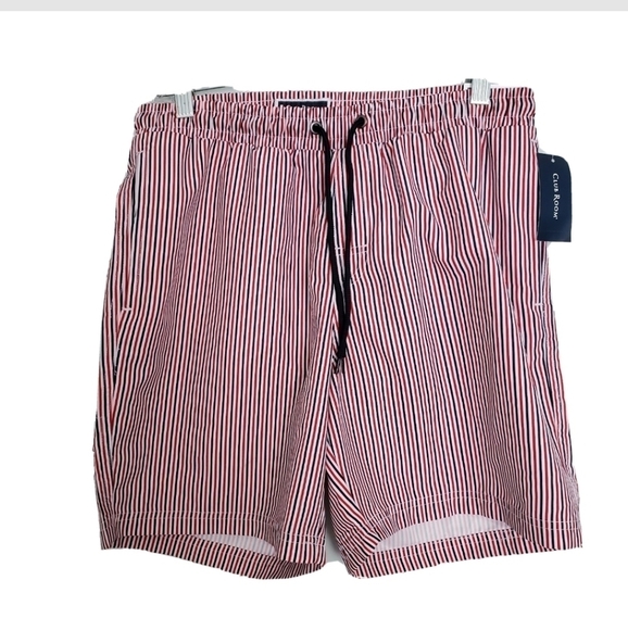NWT Club Room Blue Red White Striped Swim Trunks - Picture 2 of 6